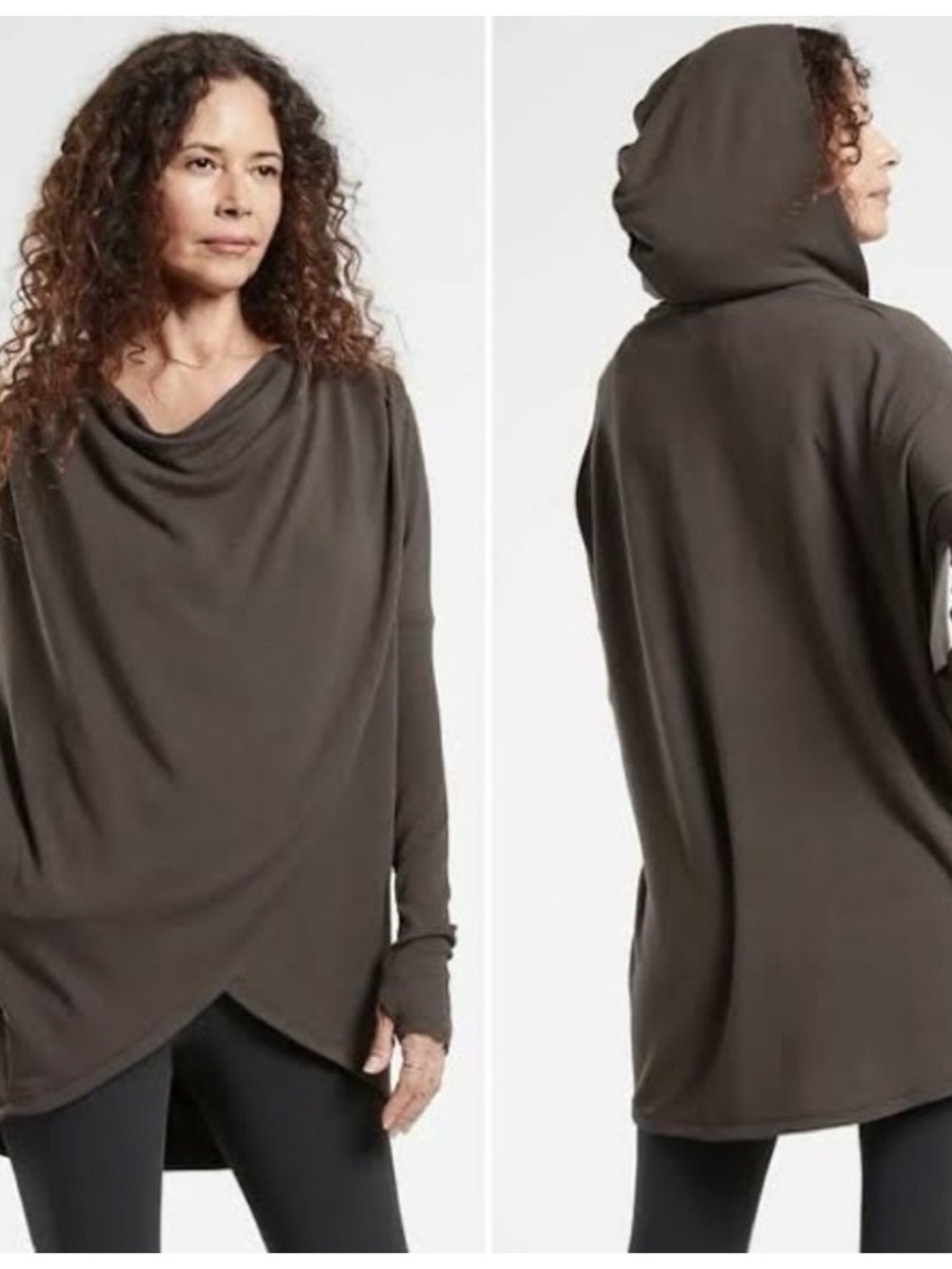 Athleta Purana Wrap Sweatshirt Sz XL Brown